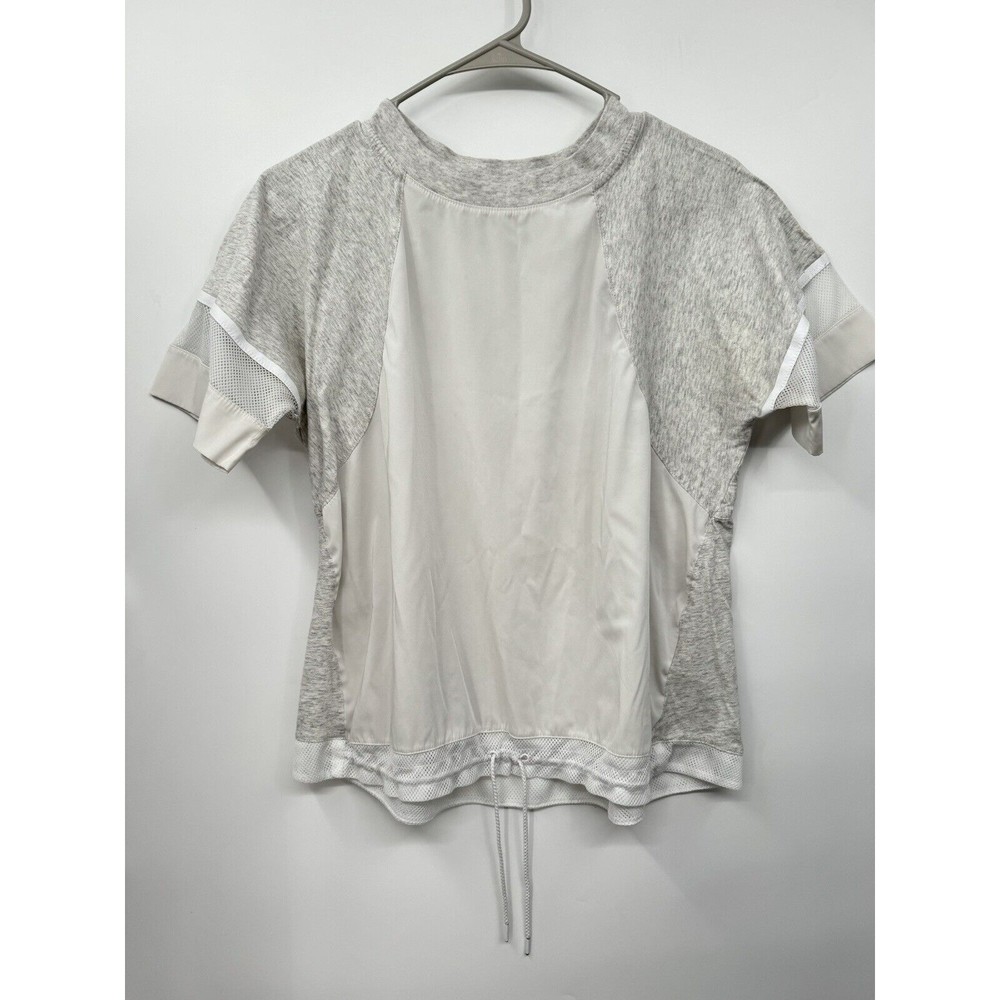 Nike Medium Short Sleeve Top‎ Womens Gray 726019-051 Mesh Trim Drawstring Hem